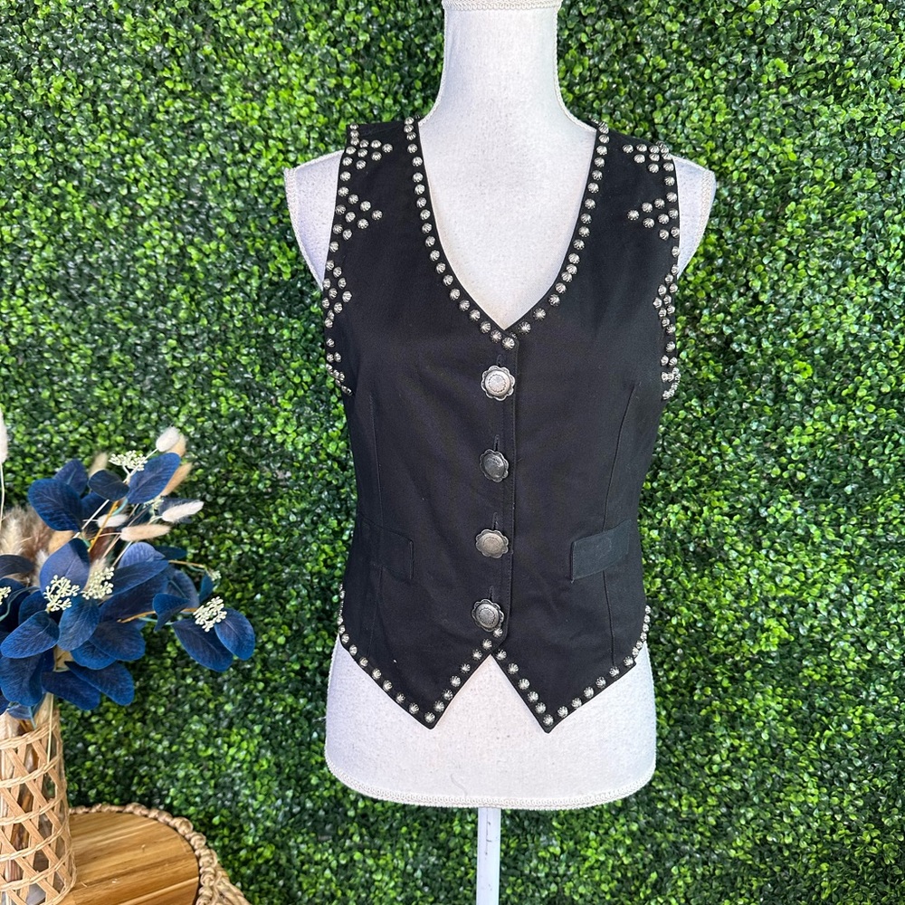 Vintage Black cotton Studded Apache Women's Vest